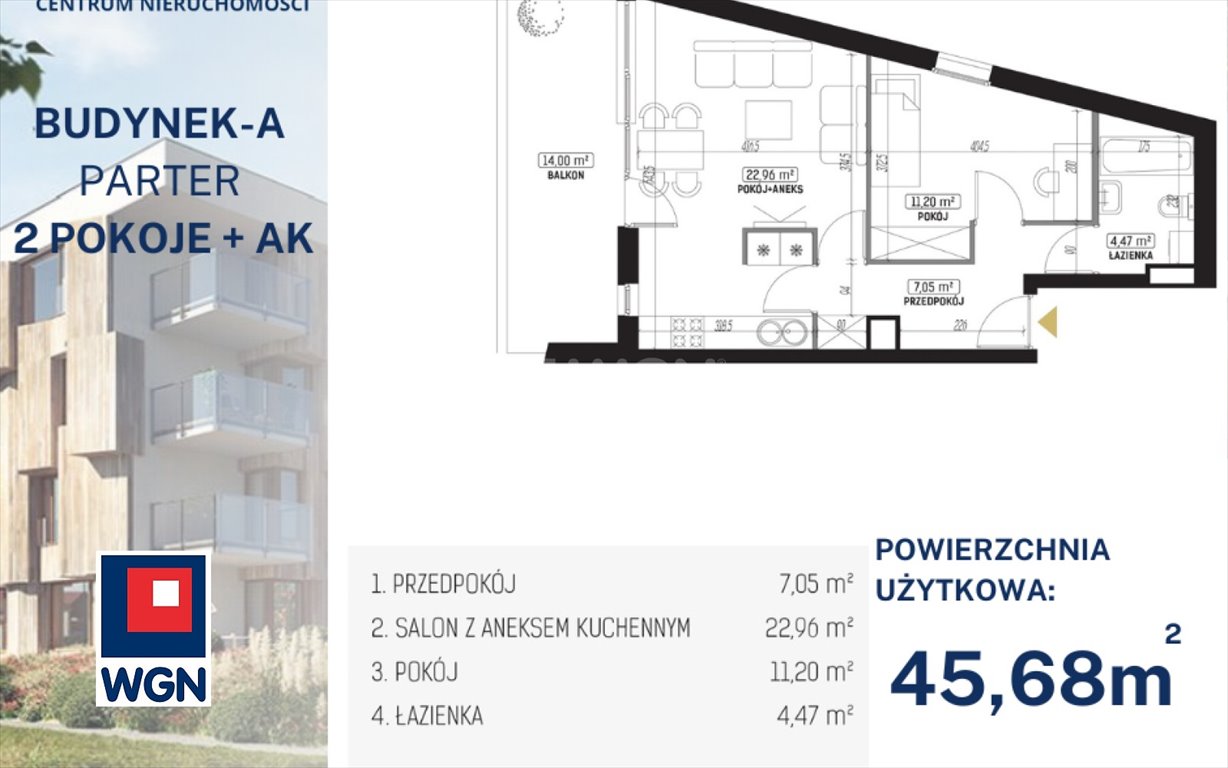 Mieszkanie trzypokojowe na sprzedaż Lublin, Sławin  46m2 Foto 2