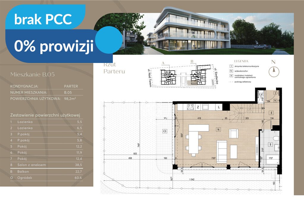 Na sprzedaż nowoczesne 4-pokojowe mieszkanie z ogródkiem i balkonem Bydgoszcz, Czyżkówko, Siedlecka  98m2 Foto 1