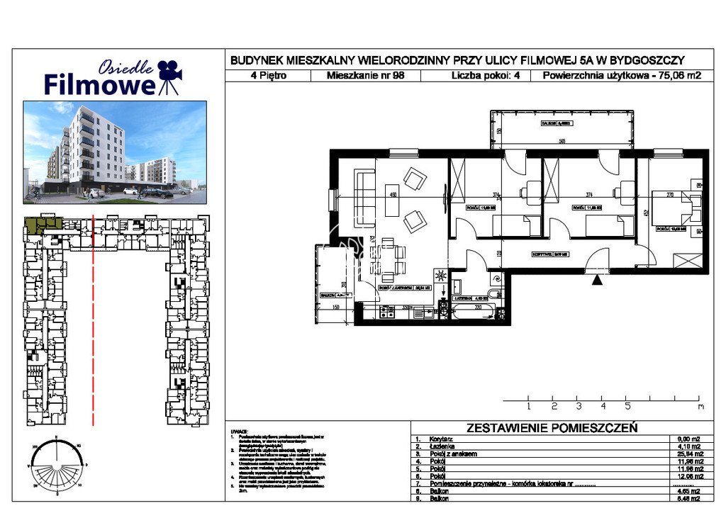 Mieszkanie na sprzedaż Bydgoszcz, Bartodzieje Małe, Filmowa  75m2 Foto 3