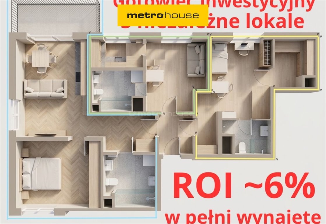 Inwestycyjne mieszkanie 3 lokali, 85 m², wynajęte! Warszawa, Targówek  82m2 Foto 1