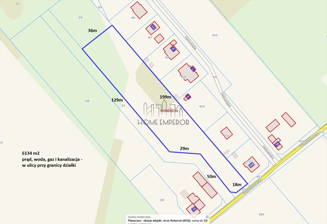 Działka budowlana na sprzedaż Robercin, Podskarbińska  6 134m2 Foto 1