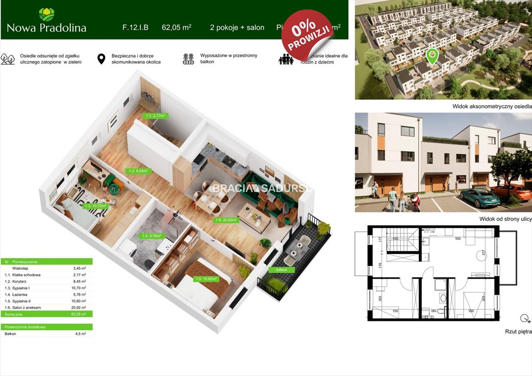 Do sprzedania przestronne 3-pokojowe mieszkanie 62 m² z balkonem w Tarnowie Tarnów, Zabłocie, Skrzyszowska  62m2 Foto 1
