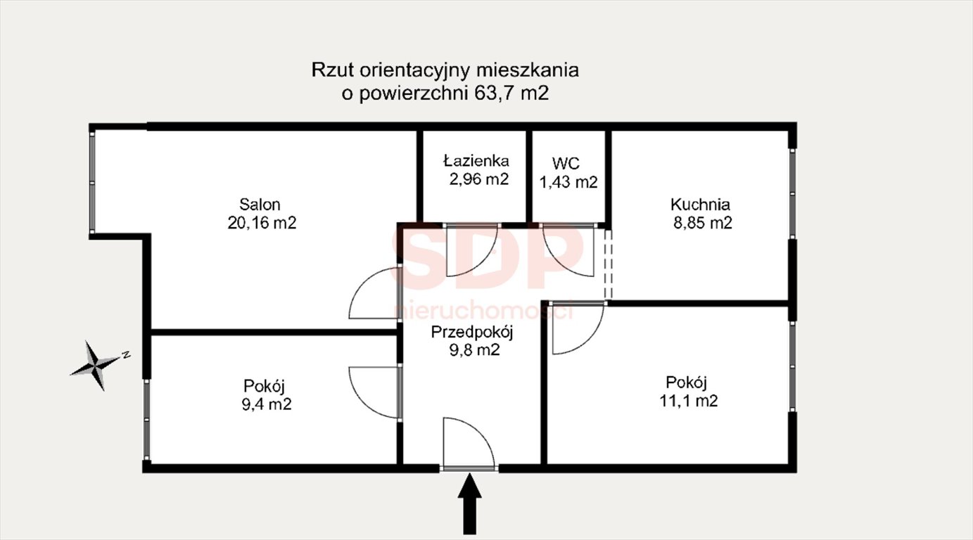 Mieszkanie trzypokojowe na sprzedaż Wrocław, Krzyki, Partynice, Zefirowa  64m2 Foto 4