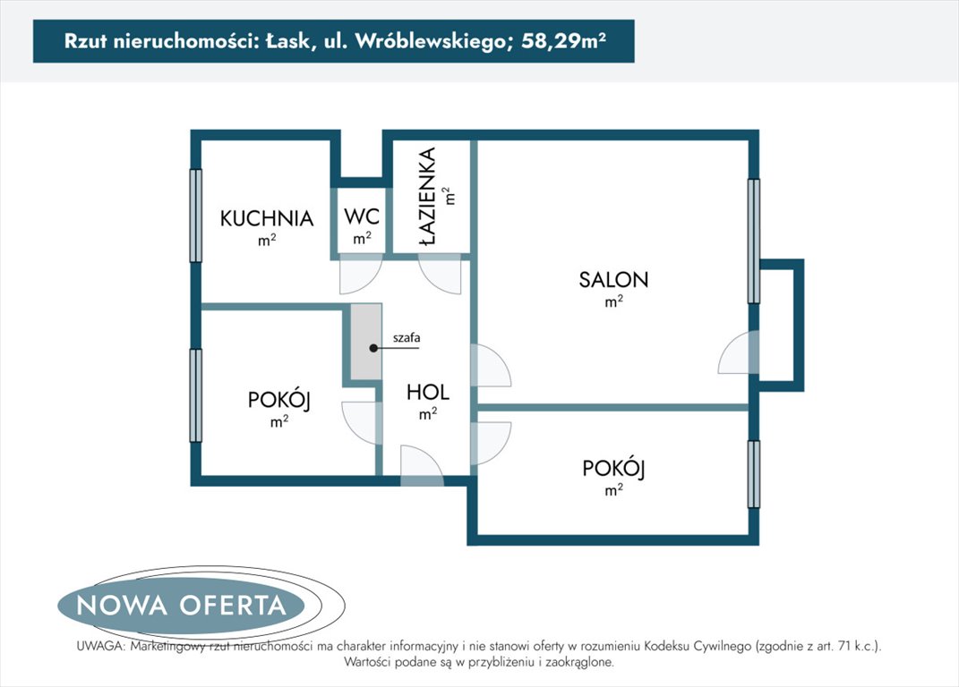 Mieszkanie na sprzedaż Łask, Walerego Wróblewskiego  58m2 Foto 6