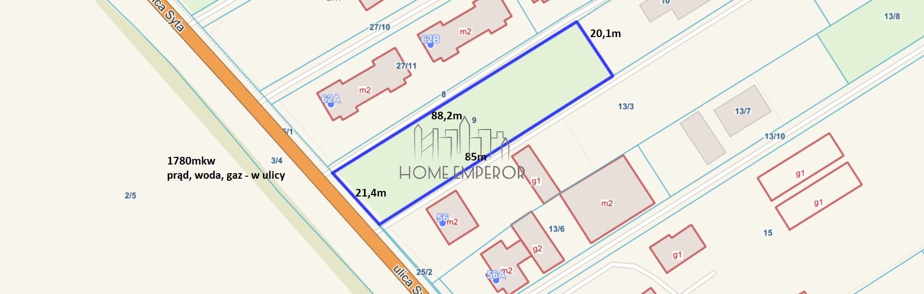 Działka 1785 m² w Wilanowie z mediami - polecam Warszawa, Wilanów, Zawady, Syta  1 785m2 Foto 1