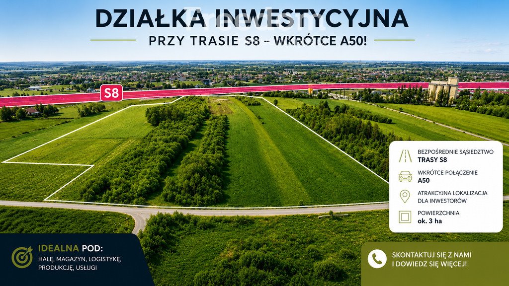 Działka pod inwestycję 30 tys. m² przy S8 i krajowej 50 Mszczonów, Techniczna  29 977m2 Foto 1