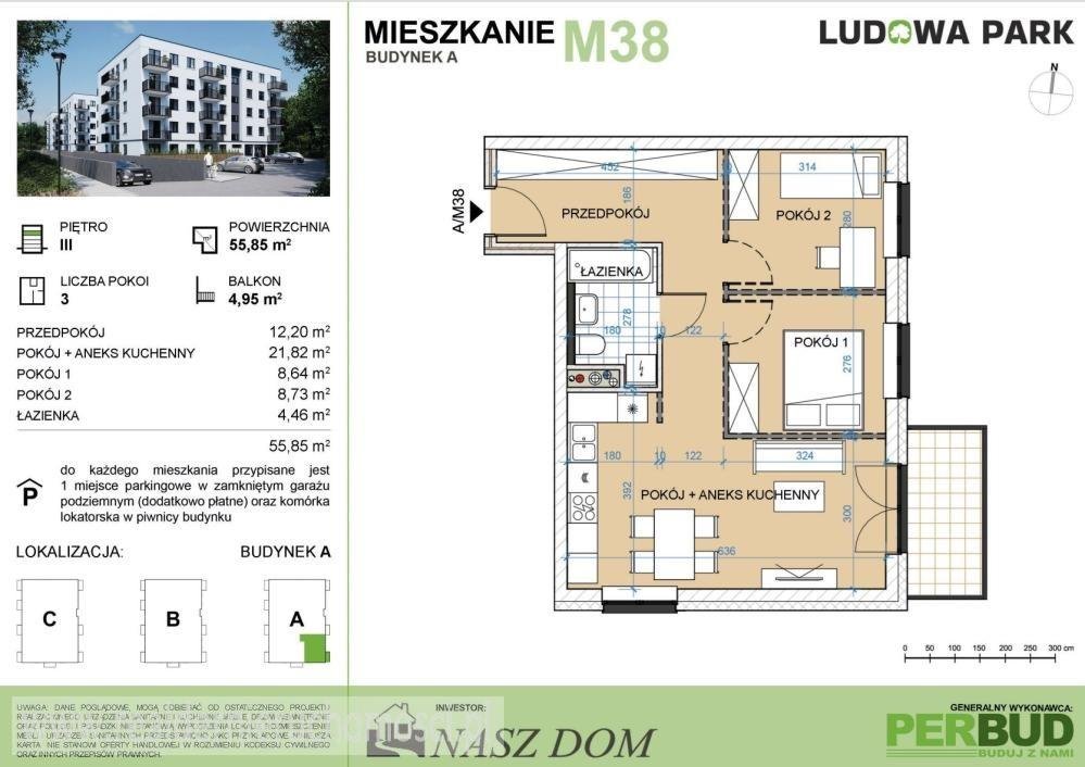 Mieszkanie trzypokojowe na sprzedaż Zielona Góra  56m2 Foto 4