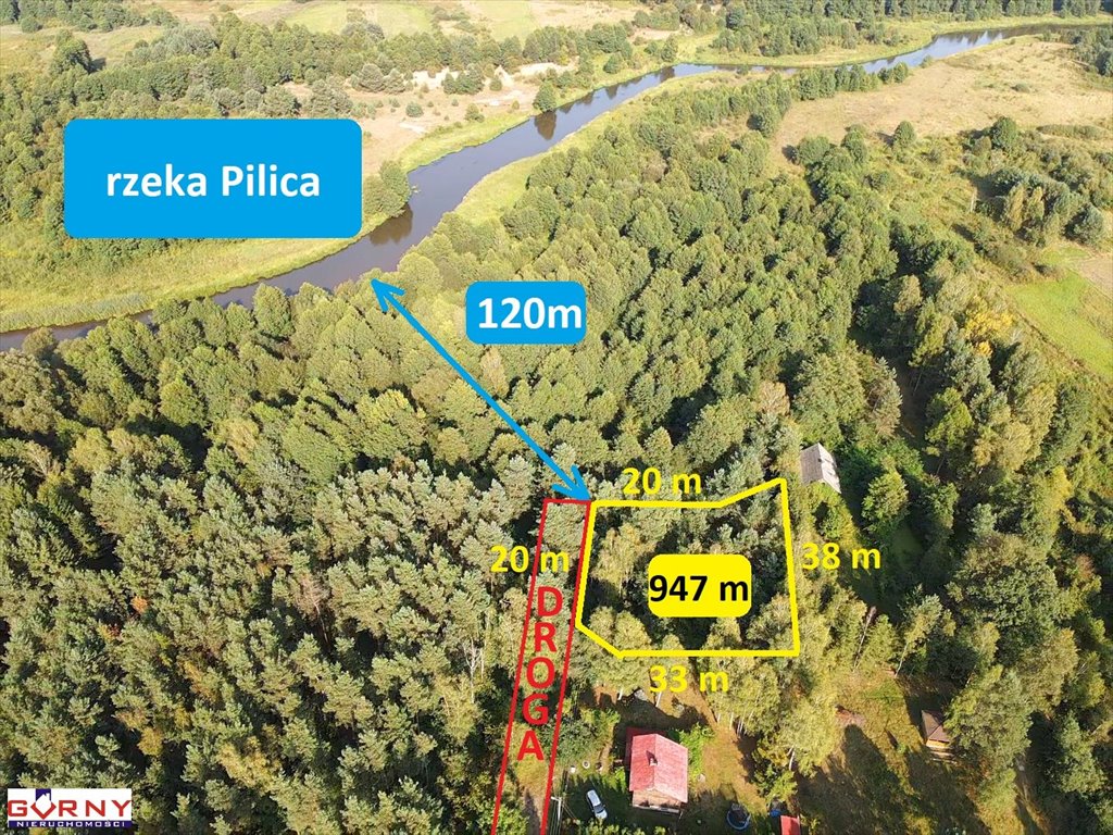 Działka 947 m² nad Pilicą las rzeka cisza polecam Łęg Ręczyński  947m2 Foto 1