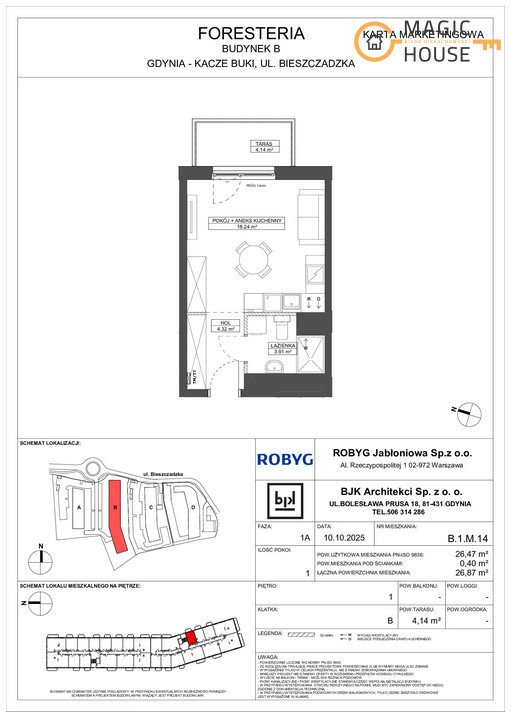 Kawalerka na sprzedaż Gdynia, Wielki Kack, Bieszczadzka  26m2 Foto 1