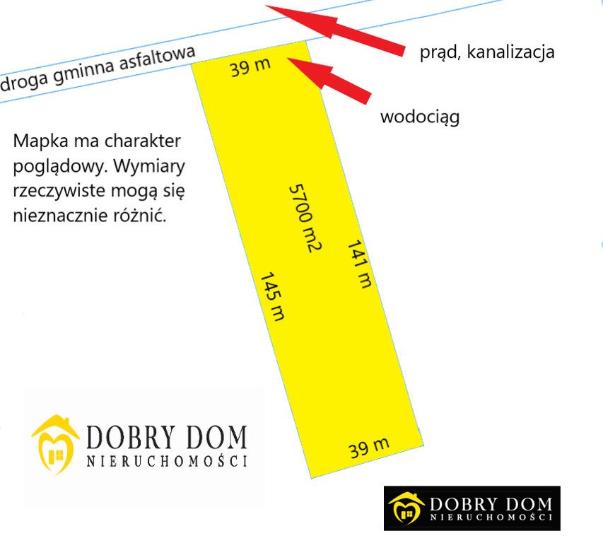 Działka rolna 5700 m² z warunkami zabudowy i mediami Giełczyn  5 700m2 Foto 1