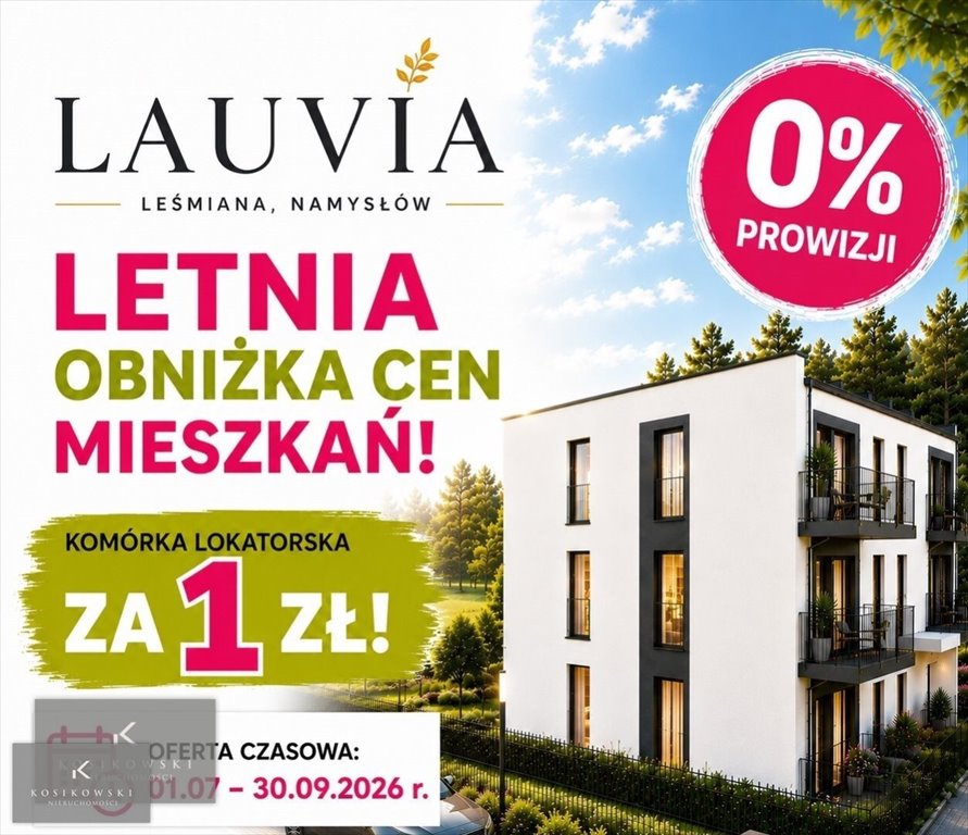 Nowoczesne 2-pokojowe mieszkanie w Namysłowie z komórką i parkingiem Namysłów, Bolesława Leśmiana  47m2 Foto 1