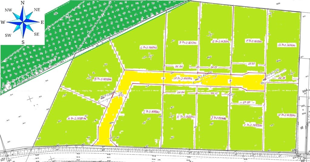 Działki budowlane w Siadle Górnym, media, MPZP Siadło Górne  1 332m2 Foto 1