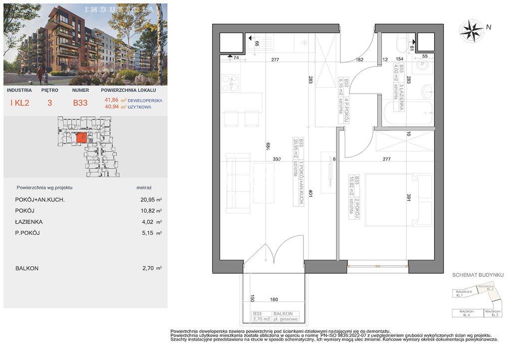 Dwupokojowe mieszkanie na sprzedaż w Bocianowie, 40,94 m2 Bydgoszcz, Bocianowo, Pomorska  41m2 Foto 1