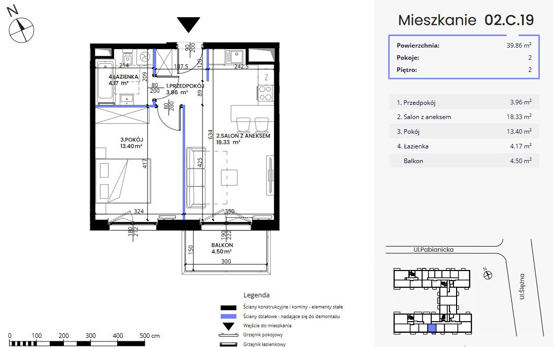 Mieszkanie dwupokojowe na sprzedaż Wrocław, Krzyki, Os. Powstańców Śląskich  40m2 Foto 4