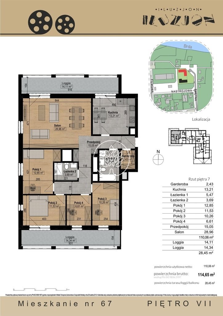 Przestronne 5-pokojowe mieszkanie z 2 balkonami i widokami Bydgoszcz, Bartodzieje Małe, Nastrojowa  117m2 Foto 1