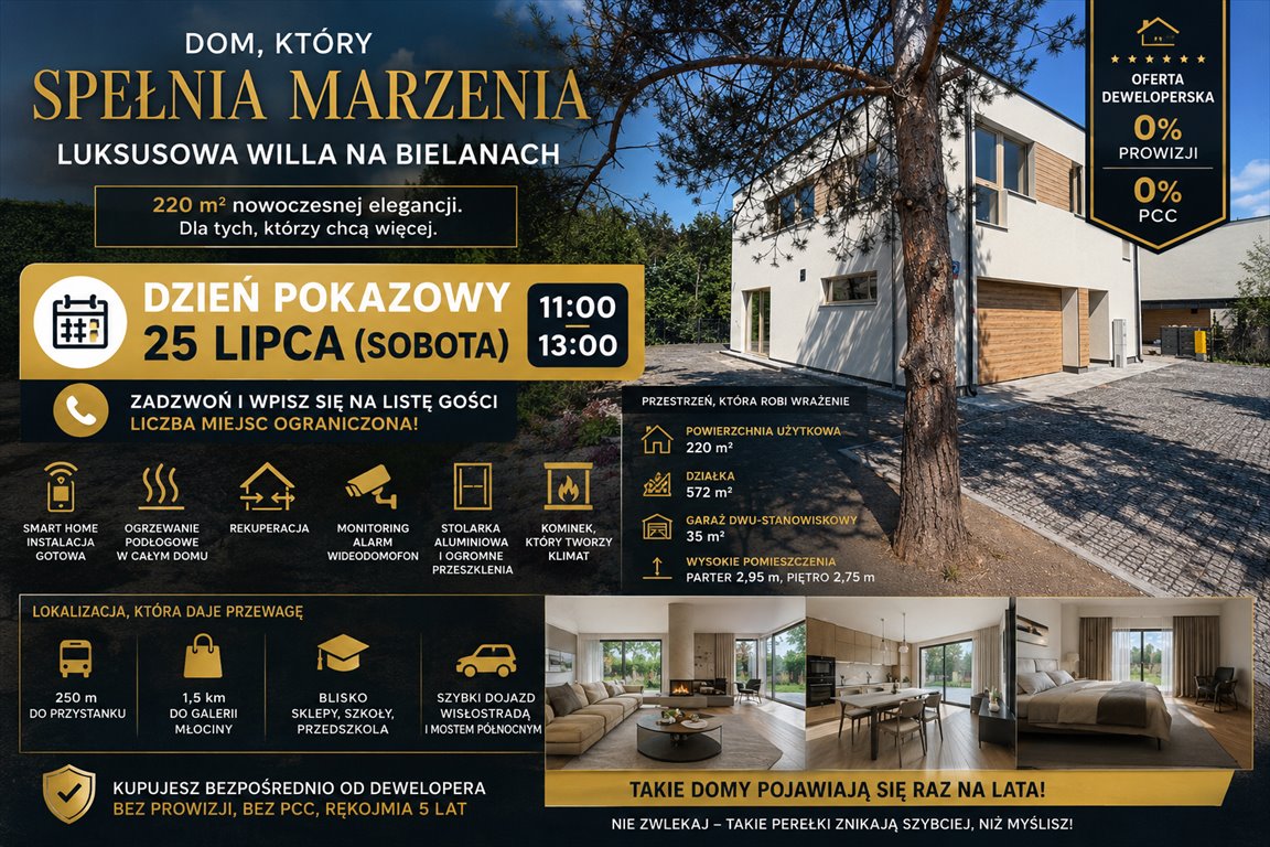 Sprzedam luksusową willę 220 m² na Bielanach z smart home i kominkiem Warszawa, Bielany  220m2 Foto 1