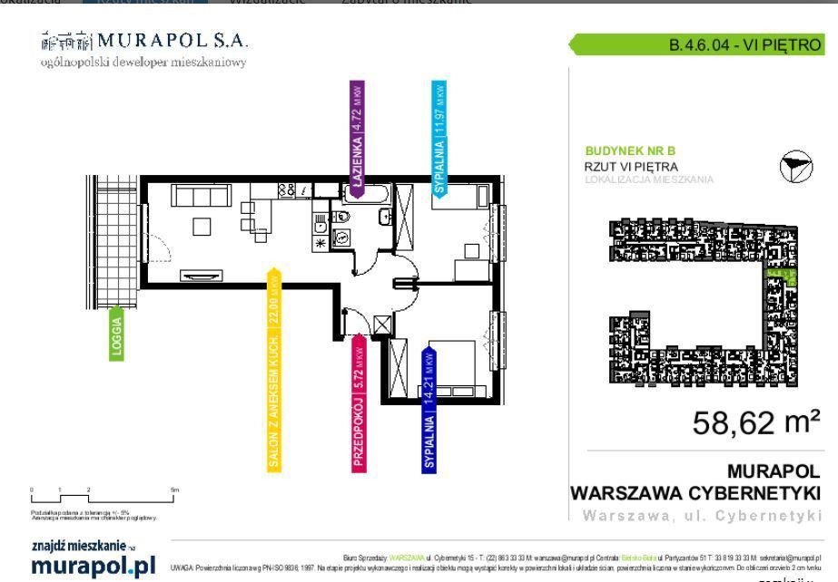Mieszkanie trzypokojowe na sprzedaż Warszawa, Mokotów, Komputerowa  59m2 Foto 2