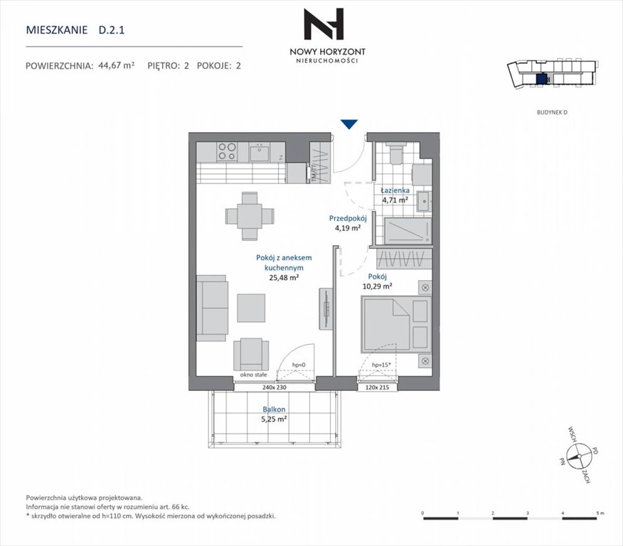 Zapraszam do 44,67 m² mieszkania z balkonem w Gdyni Dąbrowie Gdynia, Dąbrowa  45m2 Foto 1