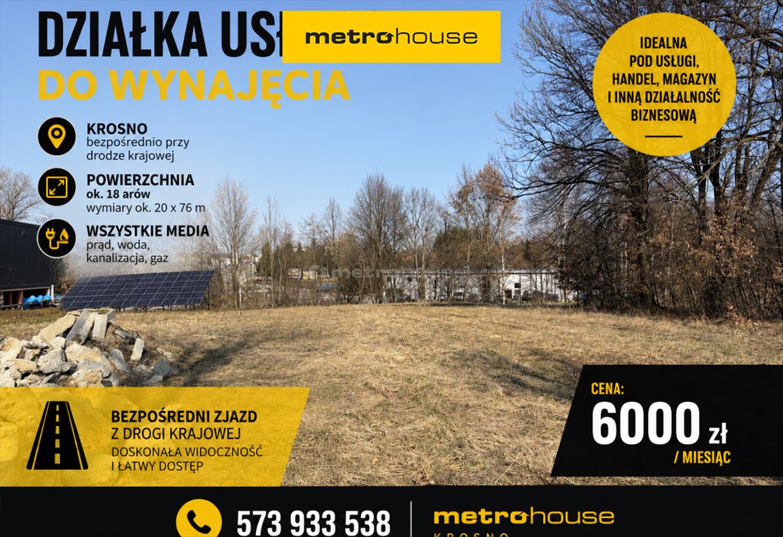 Działka usługowa przy drodze krajowej w Krośnie – 1700 m² Krosno  1 700m2 Foto 1