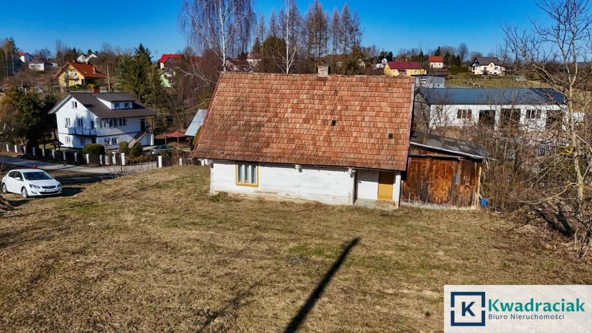 Działka z domkiem 70 m², dostęp asfalt, media, widok Stróże Małe  70m2 Foto 1