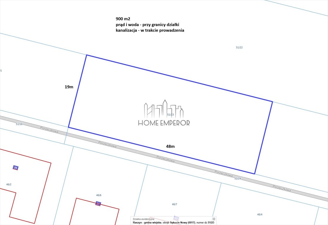 Działka 900 m² z mediami (prąd, woda) w Sękocinie Nowym Sękocin Nowy, Porzeczkowa  900m2 Foto 1