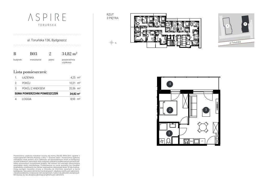 Dwupokojowe mieszkanie 35,85 m2 na sprzedaż w Bydgoszczy Bydgoszcz, Toruńska  36m2 Foto 1