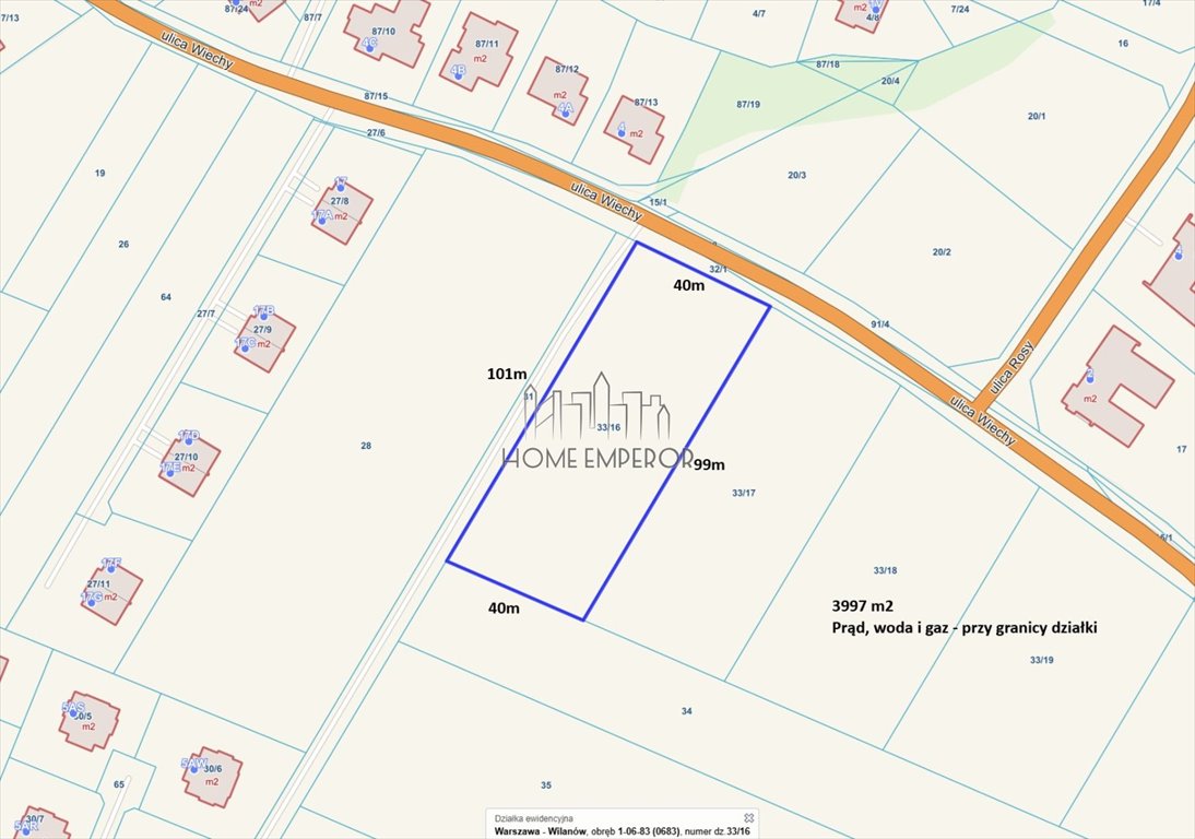 Do sprzedania działka 3997 m² w Wilanowie z mediami Warszawa, Wilanów, Powsin, Wiechy  3 997m2 Foto 1