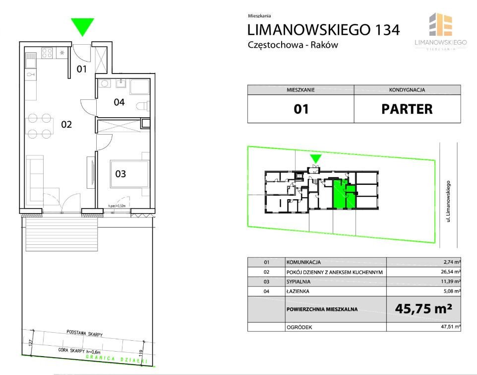 Mieszkanie dwupokojowe na sprzedaż Częstochowa, Raków, Bolesława Limanowskiego  46m2 Foto 5