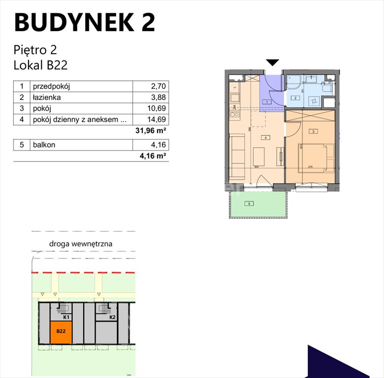 Mieszkanie dwupokojowe na sprzedaż Iwiny, Brochowska  32m2 Foto 5