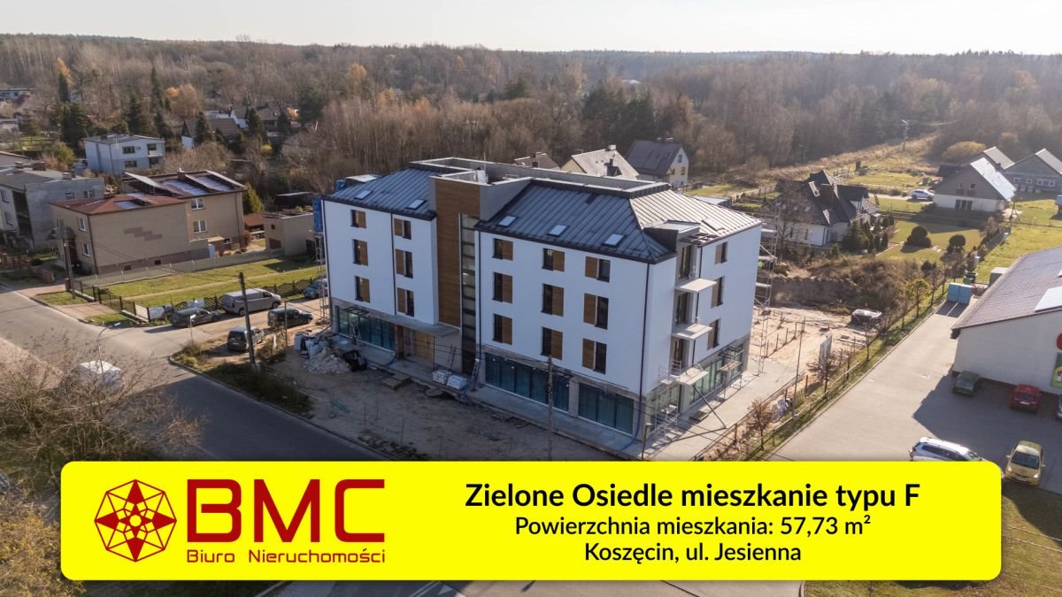 Nowoczesne 3-pokojowe mieszkanie 57,73 m² z balkonem i garażem Koszęcin, Jesienna  58m2 Foto 1