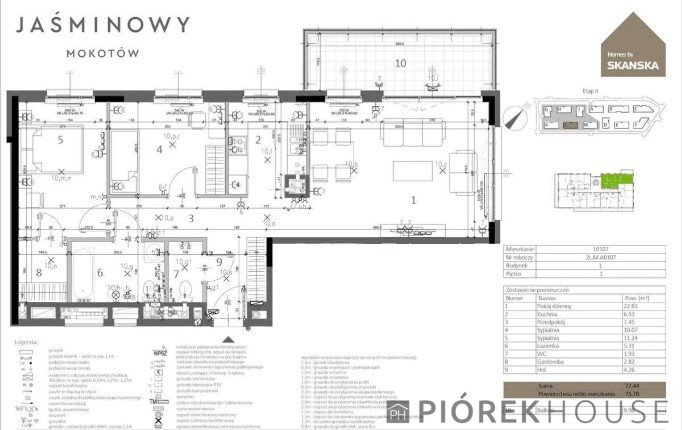 Do sprzedania przestronne 3-pokojowe mieszkanie 72 m² z balkonem na Mokotowie Warszawa, Mokotów, Dzikich Jabłoni  72m2 Foto 1