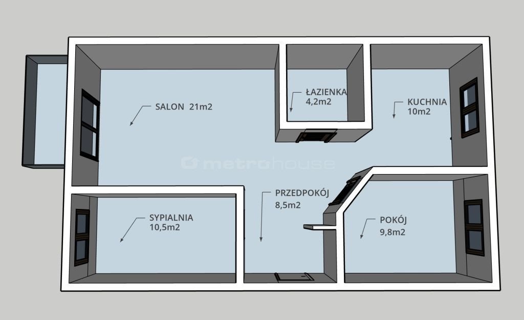 Mieszkanie dwupokojowe na sprzedaż Toruń  64m2 Foto 4