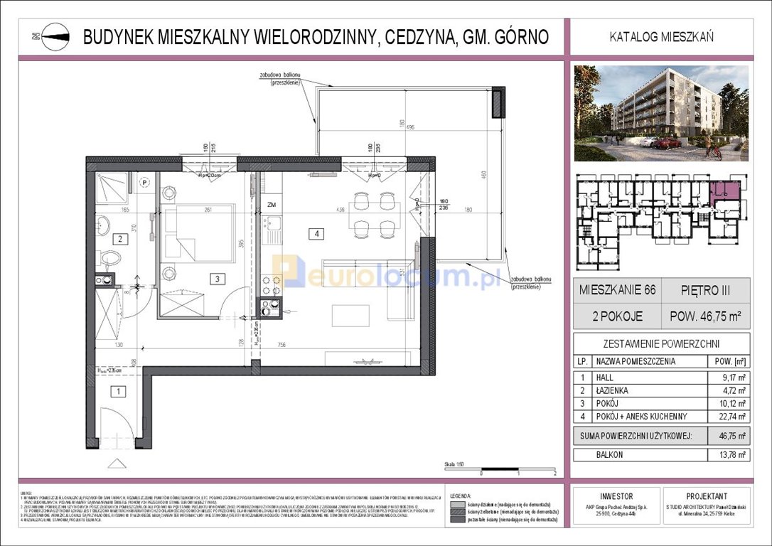 Mieszkanie dwupokojowe na sprzedaż Cedzyna  47m2 Foto 4