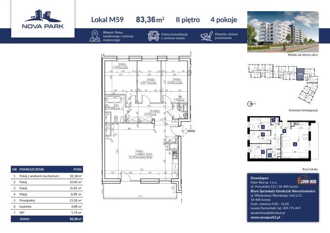 Mieszkanie czteropokojowe  na sprzedaż Łomża, Akademicka  83m2 Foto 1