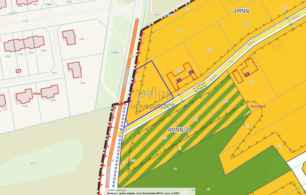 Na sprzedaż działka 2107 m² w Strzeniówce z mediami i planem: Strzeniówka: Dolna