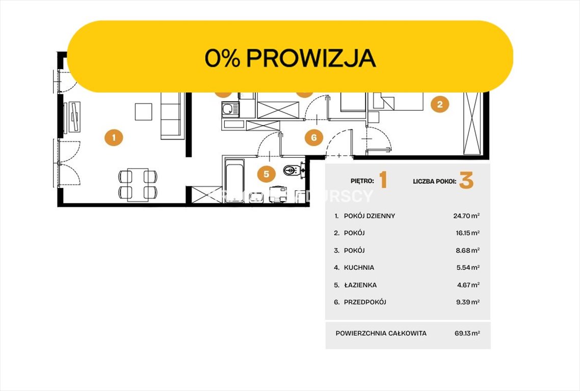 Nowoczesne mieszkanie 3-pokojowe z ogródkiem i strefą coworkingową Kraków, Bronowice, Bronowice, Na Błonie  69m2 Foto 1
