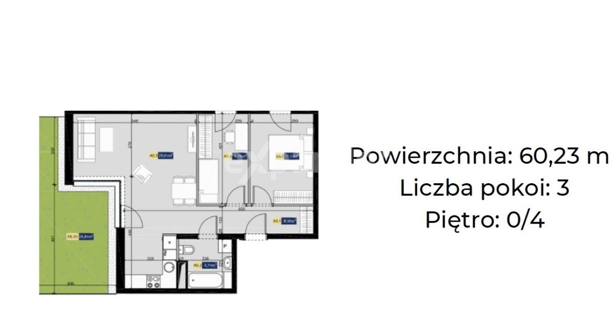 Mieszkanie trzypokojowe na sprzedaż Katowice, Dąb  60m2 Foto 4