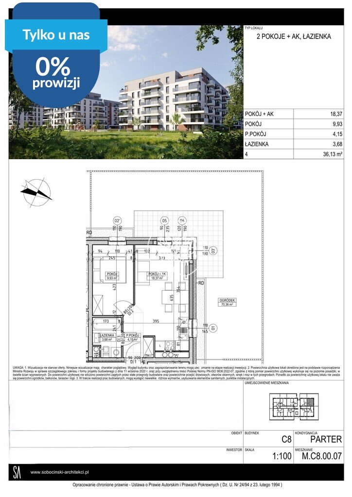 Na sprzedaż nowoczesne 2-pokojowe mieszkanie 36 m² w Fordonie Bydgoszcz, Fordon, Fordońska  36m2 Foto 1