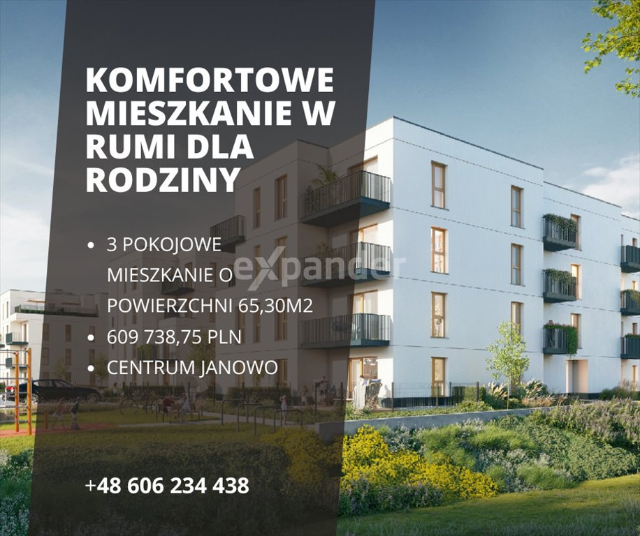 Mieszkanie trzypokojowe na sprzedaż Rumia, Błoń Janowskich  65m2 Foto 1