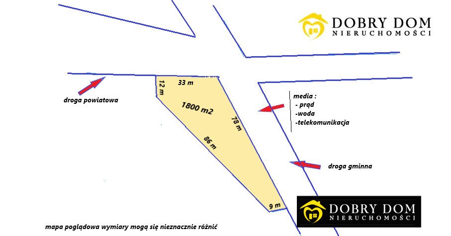 Działka 1800 m² z mediami, asfalt, gotowa pod zabudowę Dobrzyniewo Duże  1 800m2 Foto 1