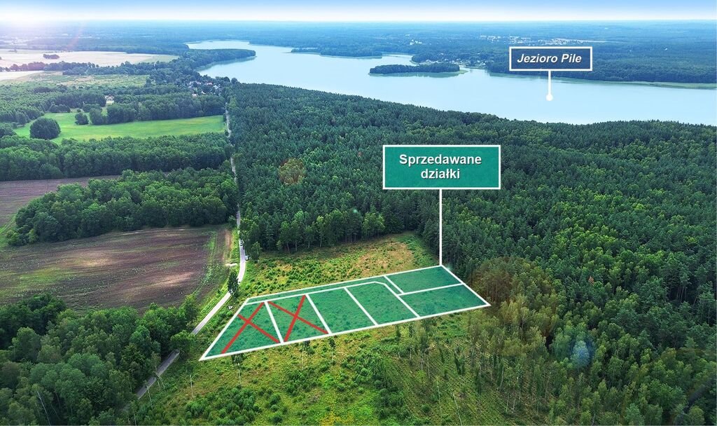 Urokliwe działki pod dom nad jeziorem Pile w Dąbrowicy. Dąbrowica  1 000m2 Foto 1