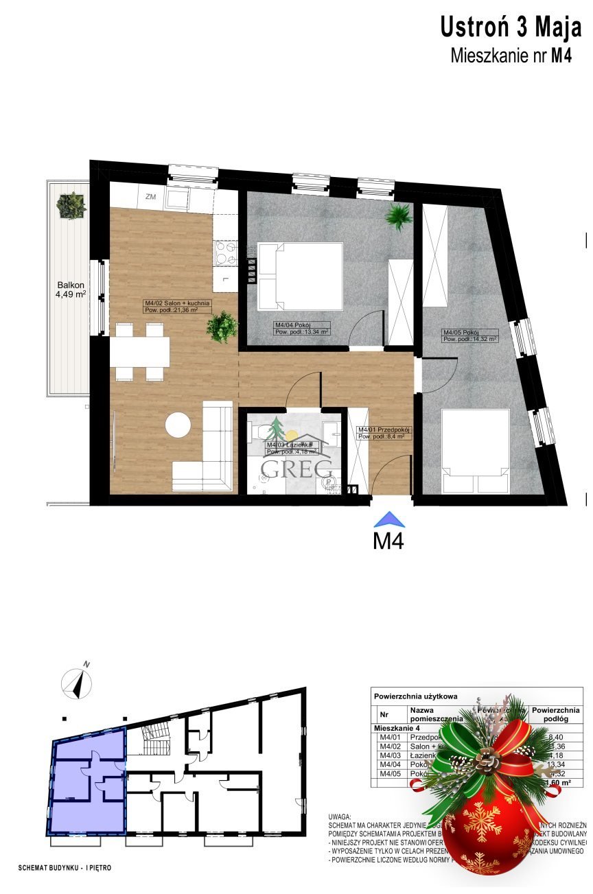 Mieszkanie trzypokojowe na sprzedaż Ustroń  62m2 Foto 15