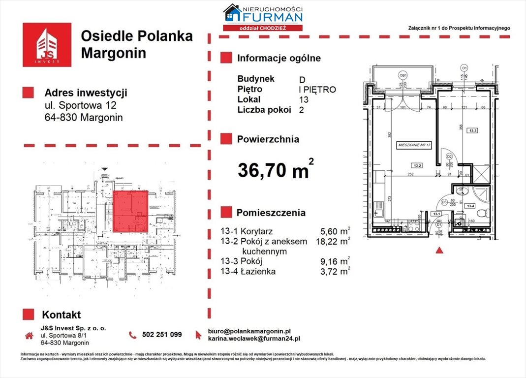 Mieszkanie dwupokojowe na sprzedaż Margonin  37m2 Foto 7