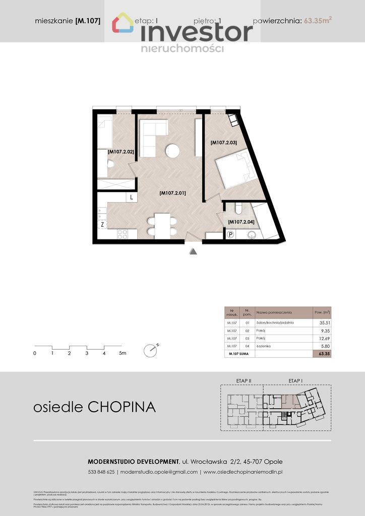 Mieszkanie trzypokojowe na sprzedaż Niemodlin, Fryderyka Chopina  63m2 Foto 1