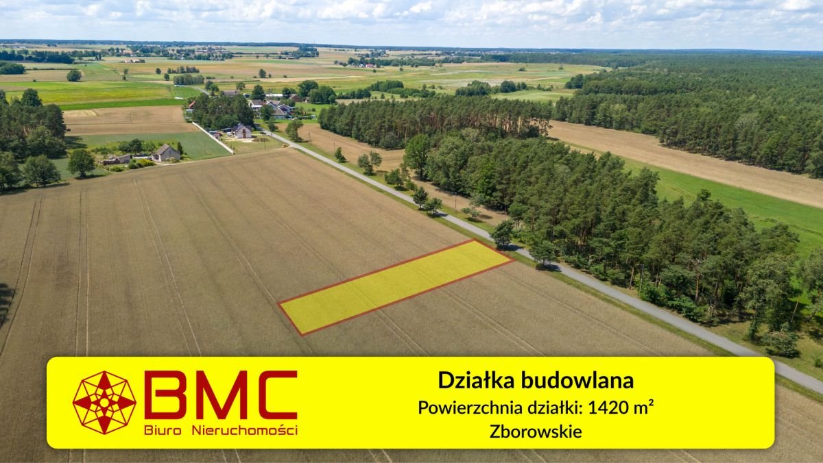 Działka budowlana 1420 m2 w Zborowskim – media przy działce Zborowskie, Dolna  1 420m2 Foto 1