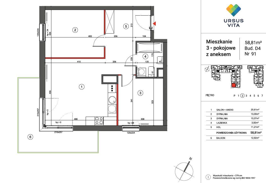 Mieszkanie trzypokojowe na sprzedaż Warszawa, Ursus, Herbu Oksza  59m2 Foto 1