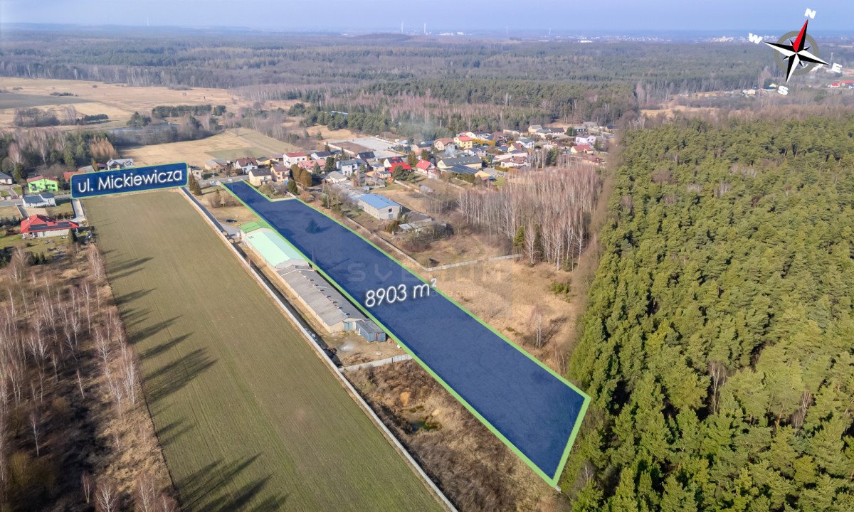 Duża działka 8903 m2 z mediami, spokojna okolica Wręczyca Wielka, Adama Mickiewicza  8 903m2 Foto 1