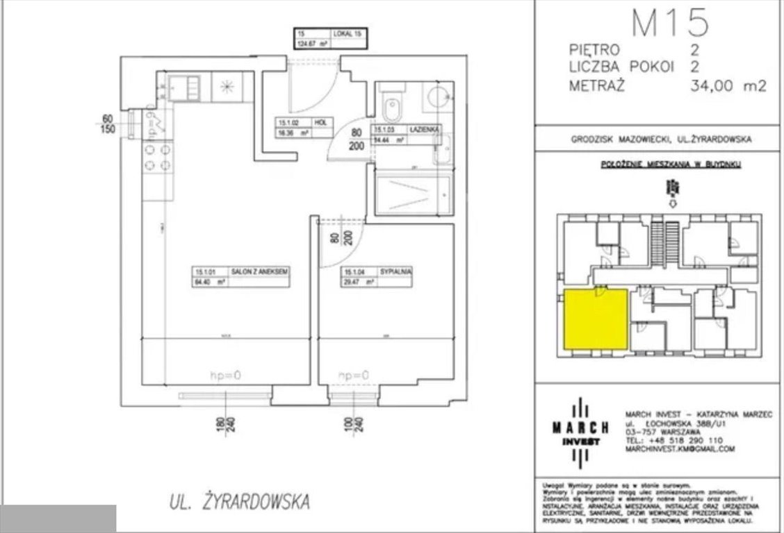 Mieszkanie dwupokojowe na sprzedaż Grodzisk Mazowiecki  34m2 Foto 4