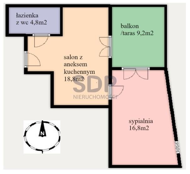 Mieszkanie dwupokojowe na sprzedaż Wrocław, Krzyki, Krzyki, Braterska  42m2 Foto 2