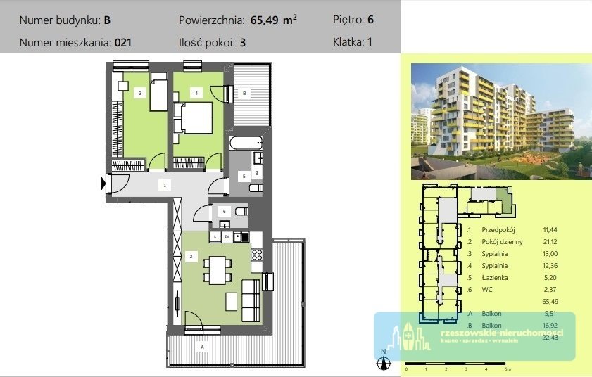 Mieszkanie trzypokojowe na sprzedaż Rzeszów, Technologiczna  65m2 Foto 6